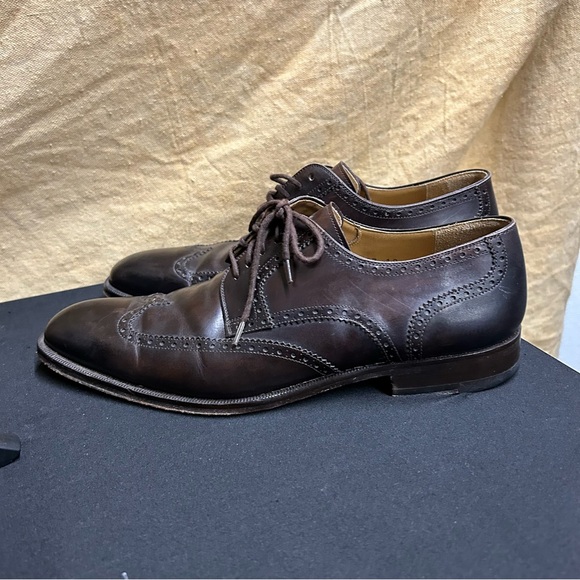 Magnanni Neiman Marcus Shoes Mens 10 Brown Leather Wingtip Oxford Professional‎ main image 5